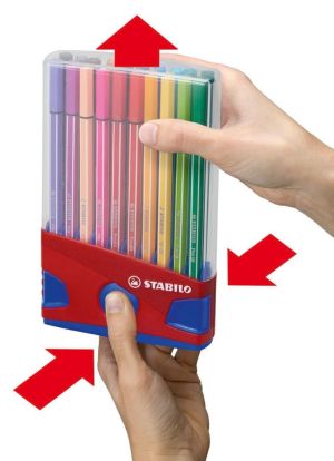 STABILO Pen 68, ColorParade, rood-blauwe doos, 20 stuks in geassorteerde kleuren