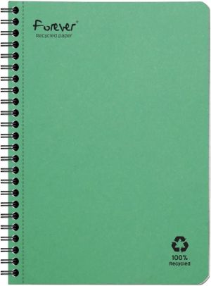 Clairefontaine FOREVER spiraalschrift, gerecycleerd, A5, 90g, 120 bladzijden, gelijnd, assorti