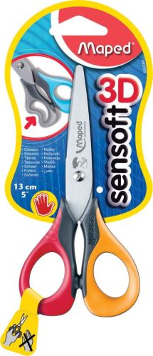 Maped schaar Sensoft, ft 13 cm, links, ronde punt, RVS, geassorteerde kleuren, blister van 1 stuk