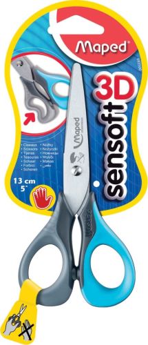 Maped schaar Sensoft, ft 13 cm, links, ronde punt, RVS, geassorteerde kleuren, blister van 1 stuk