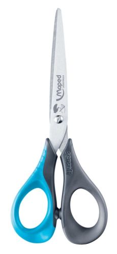 Maped schaar Sensoft, ft 16 cm, links, scherpe punt, RVS, geassorteerde kleuren, blister van 1 stuk