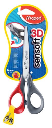 Maped schaar Sensoft, ft 16 cm, links, scherpe punt, RVS, geassorteerde kleuren, blister van 1 stuk