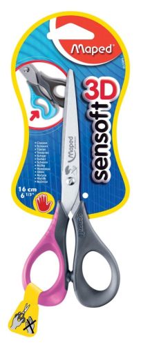 Maped schaar Sensoft, ft 16 cm, links, scherpe punt, RVS, geassorteerde kleuren, blister van 1 stuk