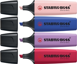 STABILO BOSS ORIGINAL NatureCOLORS Wildflower surligneur, &eacute;tui de 4 pi&egrave;ces, assorti