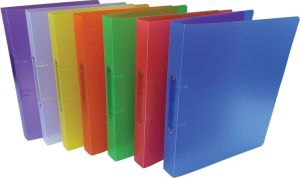 Alpha ringmap, voor ft A4, uit PP, 2 ringen van 25 mm, geassorteerde transparante kleuren