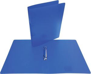 Alpha ringmap, voor ft A4, uit PP, 2 ringen van 25 mm, transparant blauw