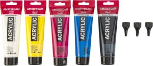 Amsterdam acrylverf primair 120 ml, 5 tubes + 3 tuiten