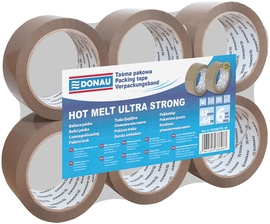 DONAU ruban adh&eacute;sif d'emballage Hot-Melt, 50 microns, 48 mm x 66 m, brun