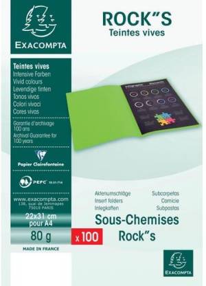 Exacompta Rock's 80 dossiermap, ft 22 x 31 cm, pak van 100 stuks, wit
