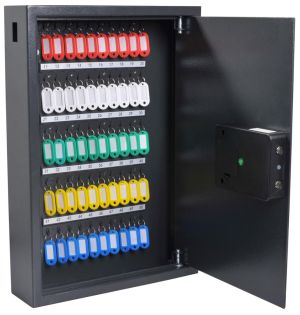 Sleutelkast, voor 50 sleutelhangers, ft 10 x 40 x 55 cm, zwart