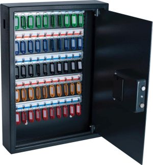 Sleutelkast, voor 50 sleutelhangers, ft 10 x 40 x 55 cm, zwart