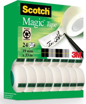 Scotch ruban adh&eacute;sif Magic, ft 19 mm x 33 m, offre sp&eacute;ciale de 24 rouleaux