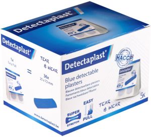 Detectaplast Tear & Wear Elastic Easy-Pull, ft 25 x 72 mm, 5 x 36 stuks