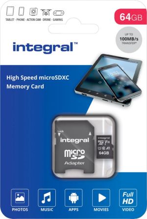 Integral microSDXC geheugenkaart, 64 GB