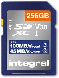Integral geheugenkaart SDXC V30,  256 GB