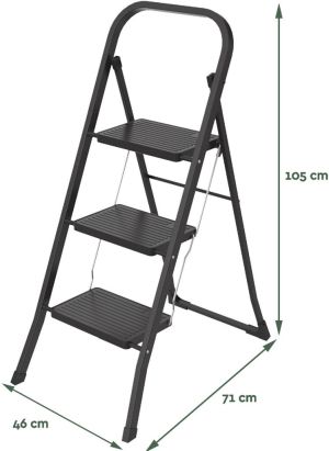 Brasq trapladder SL300, metaal, zwart,  3 treden