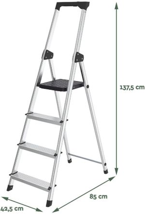 Brasq trapladder SL400, aluminium, zilver,  4 treden