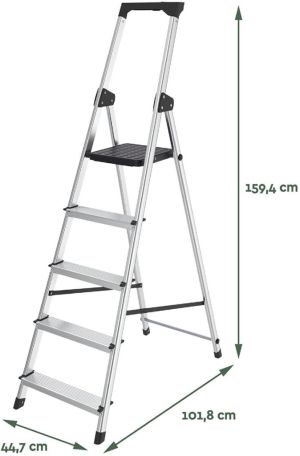 Brasq trapladder SL500, aluminium, zilver,  5 treden