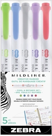 ZEBRA MILDLINER markeerstift, dubbele punt, Cool, etui van 5 stuks, in geassorteerde kleuren