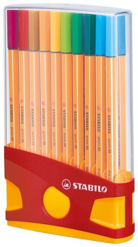 STABILO point 88 fineliner, Colorparade, rood-oranje doos, 20 stuks in geassorteerde kleuren