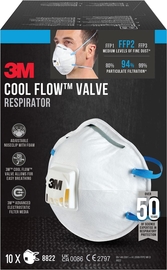 3M Cool Flow masque anti-particules, FFP2, avec valve, paquet de 10 pi&egrave;ces