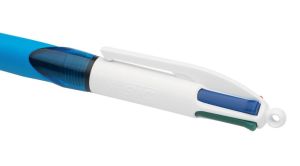 Bic 4 Colours Grip 4-kleurenbalpen, medium, klassieke inktkleuren, lichaam blauw