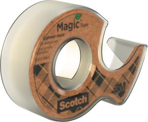 Plakband Magic  Tape A greener choice, ft 19 mm, 20 m, op dispenser van 100 % gerecycleerd plastic