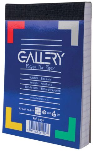 Gallery carnet de notes, ft A7, quadrill&eacute; 5 mm, 70 g/m&sup2;