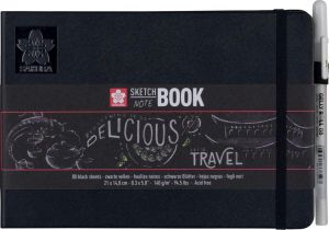 Sakura schetsboek, 140 g/m&sup2;, ft A5, zwart, 80 vel