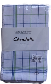Essuie-mains Christelle, ft 50 x 70 cm, quadrill&eacute;, vert bleu, paquet de 6 pi&egrave;ces