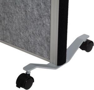 MAULconnecto scheidingswand, 1 x whiteboard, 1 x kurk, donkergrijs, frame zilver, mobiel