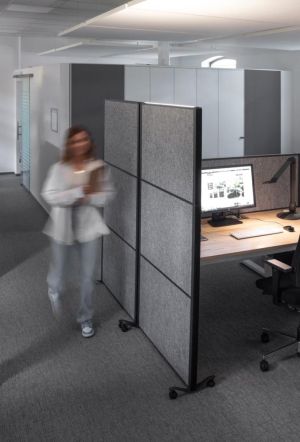 MAULconnecto scheidingswand, 3 x donkergrijs, frame antraciet, mobiel, Uplight