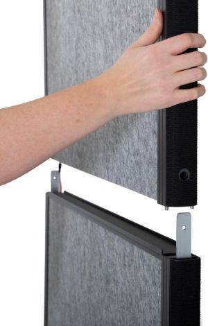 MAULconnecto scheidingswand, 3 x donkergrijs, frame antraciet, mobiel, Uplight