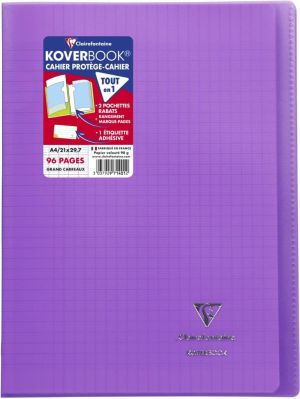 Clairefontaine cahier Koverbook pour ft A4, 96 pages, couverture en PP, s&eacute;y&egrave;s, couleurs assorties