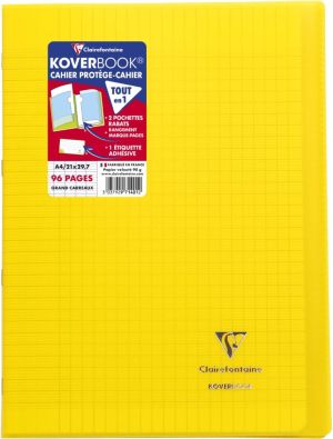 Clairefontaine cahier Koverbook pour ft A4, 96 pages, couverture en PP, s&eacute;y&egrave;s, couleurs assorties