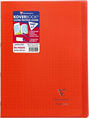 Clairefontaine cahier Koverbook pour ft A4, 96 pages, couverture en PP, s&eacute;y&egrave;s, couleurs assorties