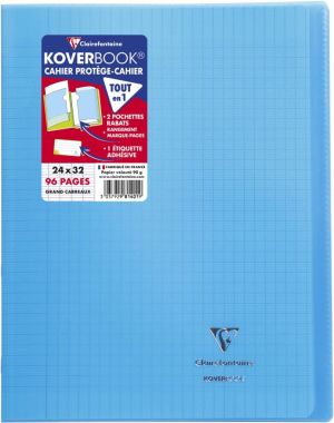 Clairefontaine cahier Koverbook pour ft A4+, 96 pages, couverture en PP, s&eacute;y&egrave;s, transparent