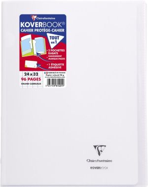 Clairefontaine cahier Koverbook pour ft A4+, 96 pages, couverture en PP, s&eacute;y&egrave;s, transparent