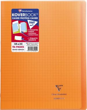 Clairefontaine cahier Koverbook pour ft A4+, 96 pages, couverture en PP, s&eacute;y&egrave;s, transparent