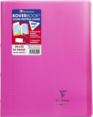 Clairefontaine cahier Koverbook pour ft A4+, 96 pages, couverture en PP, s&eacute;y&egrave;s, transparent