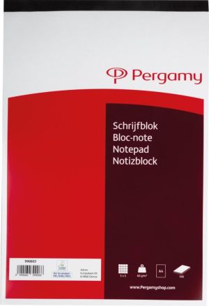 Pergamy bloc de papier &agrave; lettres, 60 g/m&sup2;, ft A4, 100 feuilles, quadrill&eacute; 5 mm