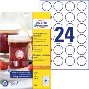 Avery Zweckform &eacute;tiquettes rondes, diametre 40 mm, blanc, amovible, 240 &eacute;tiquettes, 10 feuilles