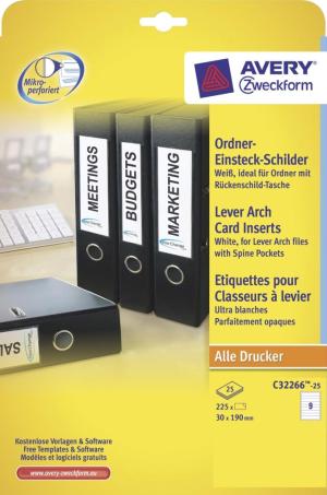 Avery insteekkaarten voor ordnerrugft 30