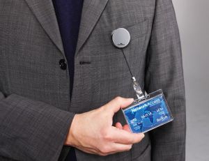 Durable afrolmechanisme voor badgehouder met drukknop, chroom