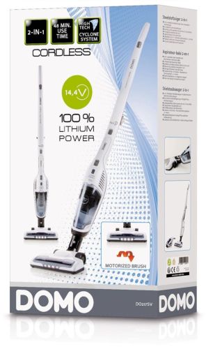 Domo steelstofzuiger 2 in 1 met oplaadbare batterij, 14,4 V, wit