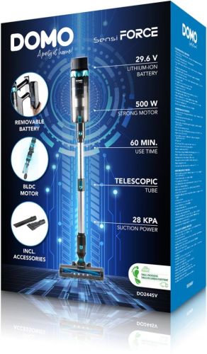 Domo steelstofzuiger 2 in 1 met oplaadbare batterij, 29,6 V, 60 min
