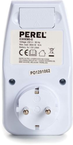 Perel energiemeter, 230 V, 16 A, wit, voor Nederland
