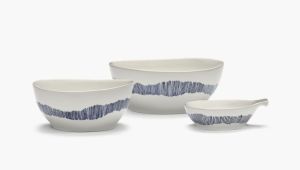 Ottolenghi, Feast Tableware, Kom Small, wit, blauwe strepen