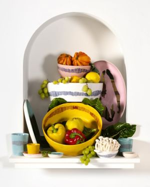 Ottolenghi, Feast Tableware, Kom Small, wit, blauwe strepen