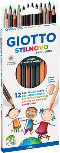 Giotto Stilnovo Skin Tones kleurpotloden, ophangbaar kartonnen etui met 12 potloden